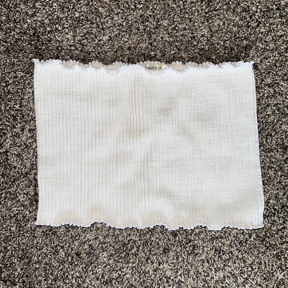 Bozzolo White Ribbed Tube Top - Picture 2 of 4